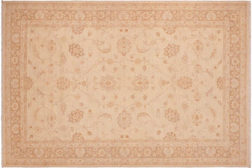handmade Traditional Kafkaz Chobi Ziegler Tan Brown Hand Knotted RECTANGLE 100% WOOL area rug 6 x 9